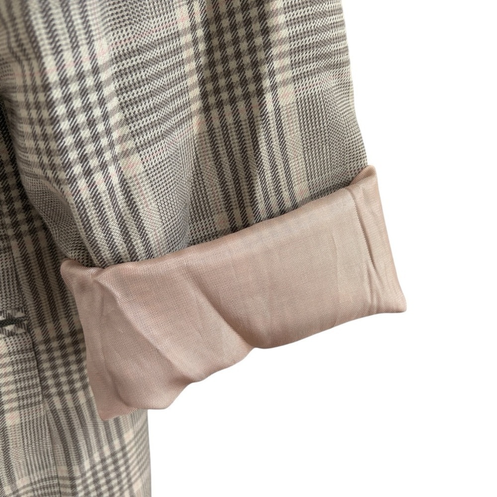 VTG 90s Jessica Blazer Checks Plaid Tan Beige Lined Sz. 10 - Picture 3 of 6